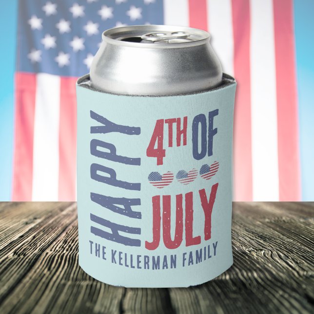Personalized 4th Of July Patriotic American Flag Can Cooler (Personalized 4th Of July Patriotic American Flag Can Cooler)