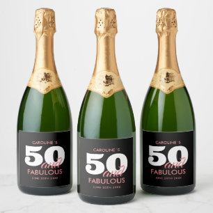 Personalized 50 And Fabulous Birthday Sparkling Wine Label