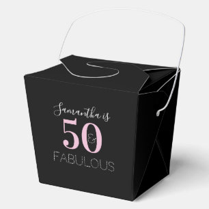 Personalized 50 and fabulous Black Pink Birthday Favor Box