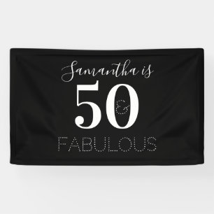 Personalized 50 and fabulous Black White Birthday Banner