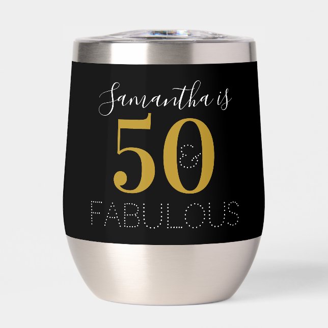 Personalized 50 and fabulous Gold Black Birthday (Front)