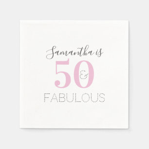 Personalized 50 and fabulous Pink Birthday Party Napkin
