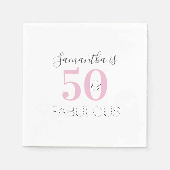 Personalized 50 and fabulous Pink Birthday Party  Napkin (Front)