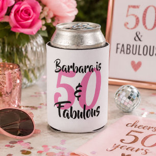 Personalized 50 & Fabulous Birthday Can Coolers
