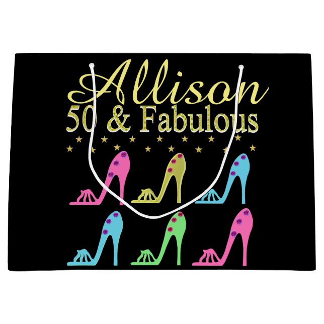 PERSONALIZED 50 & FABULOUS SHOE QUEEN GIFT BAG (Front)