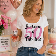 Personalized 50 & Fabulous White Birthday Tee