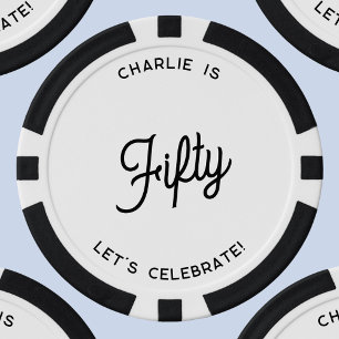 Personalized 50 Fifty Fiftieth Birthday Poker Chips