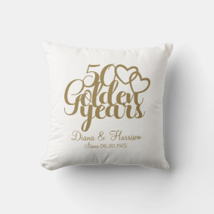 Personalized 50 Golden Years Anniversary  Throw Pillow