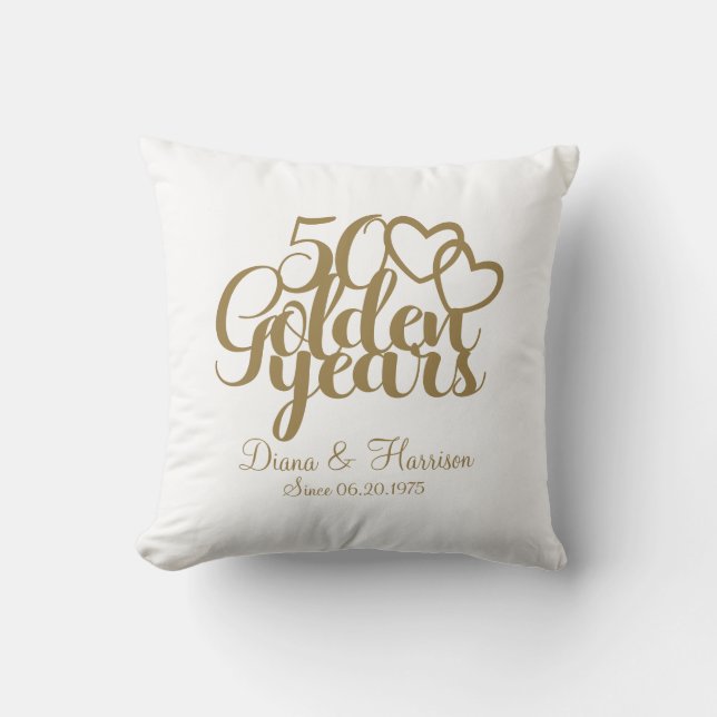 Personalized 50 Golden Years Anniversary  Throw Pillow (Front)