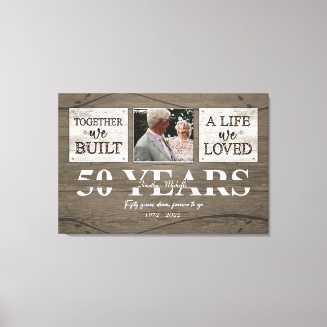 Personalized 50 Year Anniversary Gift For Parents Canvas Print (Front)