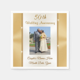 Personalized 50th Anniversary Beverage Napkins