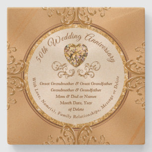 Personalized 50th Anniversary Coasters, Buy 1, Set Stone Coaster
