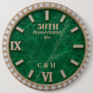 Personalized 50th Anniversary Emerald Marble 6 Inch Round Button