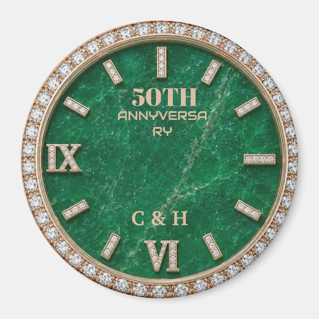 Personalized 50th Anniversary Emerald Marble  Magnet (Front)