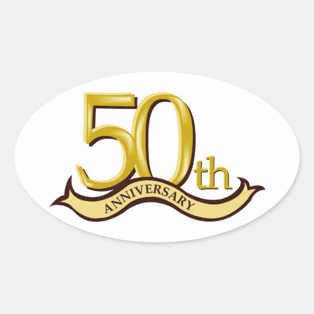 Personalized 50th Anniversary Gift Oval Sticker (Front)