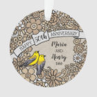 Personalized 50th Anniversary, Gold Floral Birds
