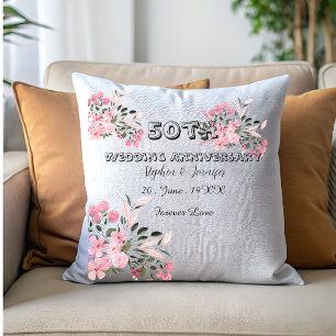 Personalized 50th Anniversary golden Wedding Throw Pillow