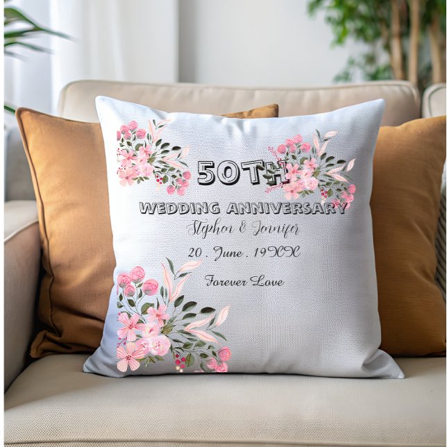 Personalized 50th Anniversary golden Wedding Throw Pillow (Creator Uploaded)