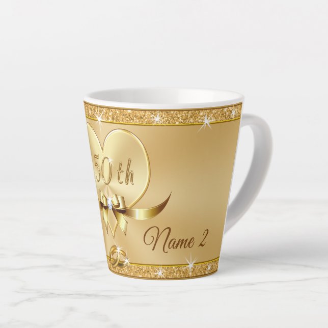 Personalized 50th Anniversary Mugs, Latte Latte Mug (Right Angle)