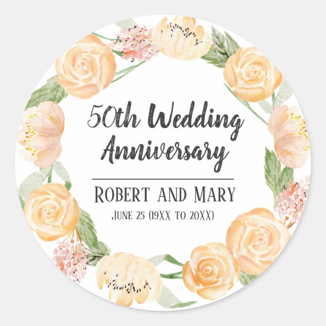 Personalized 50th Anniversary Party Favour Seal (Front)