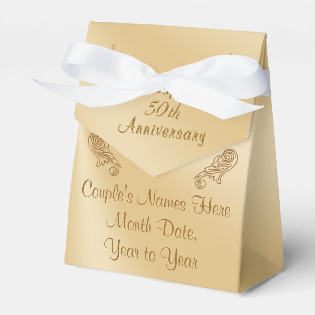 Personalized 50th Anniversary Party Favours Boxes (Front Side)