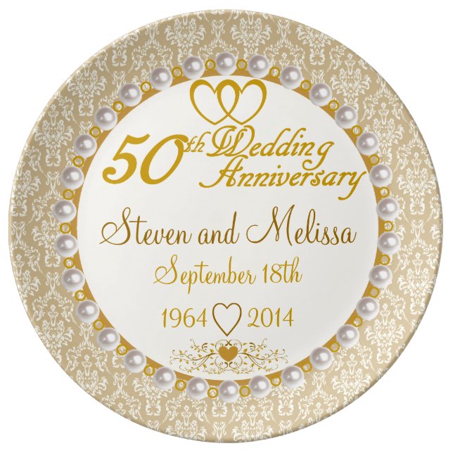 Personalized 50th Anniversary Porcelain Plate (Front)