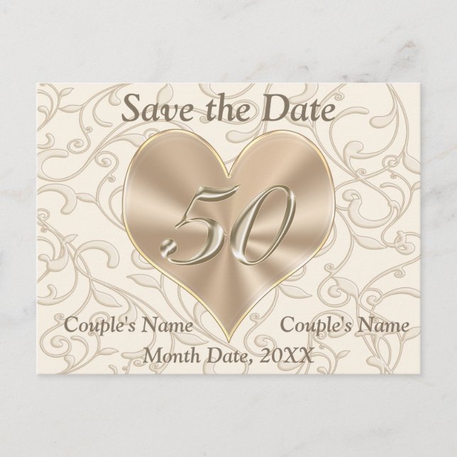 Personalized 50th Anniversary Save the Date Cards (Front)