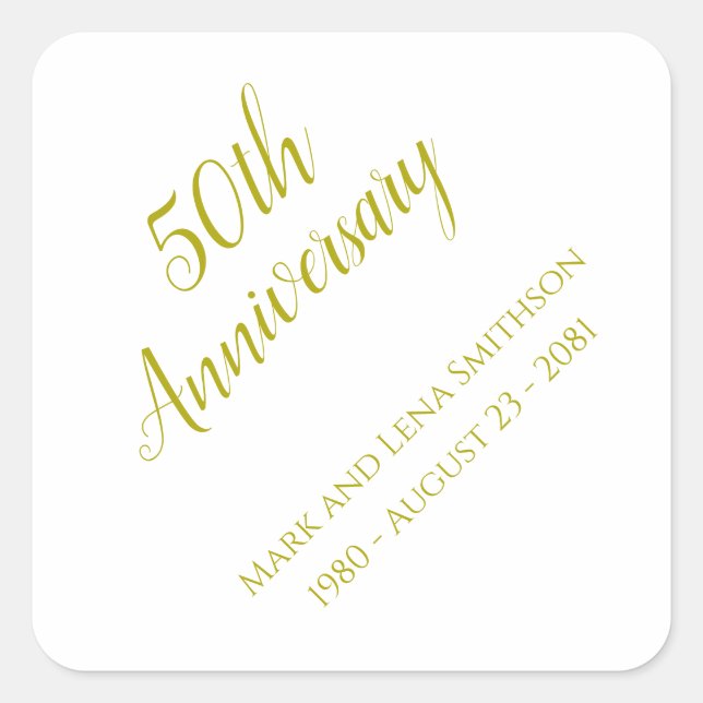 Personalized 50th Anniversary  Square Sticker (Front)