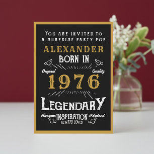 Personalized 50th Birthday 1976 Black Gold Legend Invitation