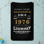 Personalized 50th Birthday 1976 Vintage Legend Banner<br><div class="desc">A personalized classic party banner for that special birthday born in 1976 and turning 50. Add the name to this vintage retro style black, white and gold design for a custom birthday gift. Easily edit the name and year with the template provided. A wonderful custom black birthday gift. More gifts...</div>