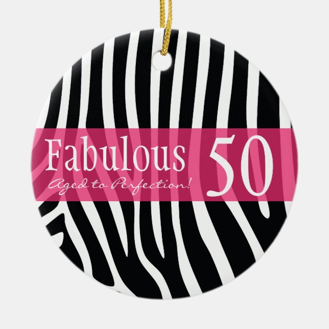 Personalized 50th Birthday Animal Print Ornament (Front)