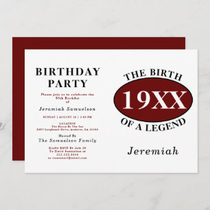 Personalized 50th Birthday Birth Of A Legend Retro Invitation