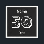 Personalized 50th Birthday Black Party Napkins<br><div class="desc">Personalize 50th Birthday Party Paper Napkins,  add Name and Date,   Black and white over the hill theme Custom Celebration Supplies and Decor for the 50 year Old.  Create Your Own Personal touch for the Birthday Man or Woman.</div>