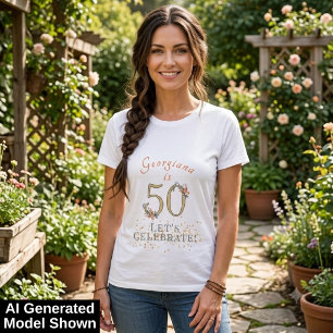 Personalized 50th Birthday Boho Autumn Leaves T-Shirt