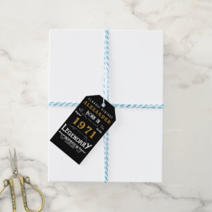 Personalized 50th Birthday Born 1971 Vintage Black Gift Tags