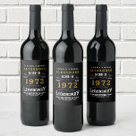 Personalized 50th Birthday Born 1972 Vintage Black Wine Label<br><div class="desc">A personalized classic wine bottle label design for that birthday celebration. More gifts and party supplies available with the "Legendary" design in the store.</div>