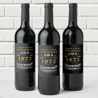 Personalized 50th Birthday Born 1972 Vintage Black