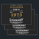 Personalized 50th Birthday Born 1973 Vintage Black Wrapping Paper Sheet<br><div class="desc">A personalized classic wrapping paper for that special birthday person born in 1973 and turning 50. Add the name to this vintage retro style black, white and gold design for a custom 50th birthday gift. Easily edit the name and year with the template provided. A wonderful custom black birthday gift....</div>