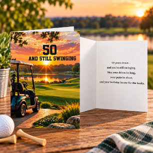 Personalized 50th Birthday Golf Party Golf Cart Card