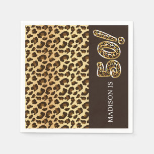 Personalized 50th Birthday Leopard Foil Balloon Napkin