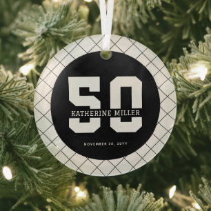 Personalized 50th Birthday Modern and Elegant   Glass Ornament