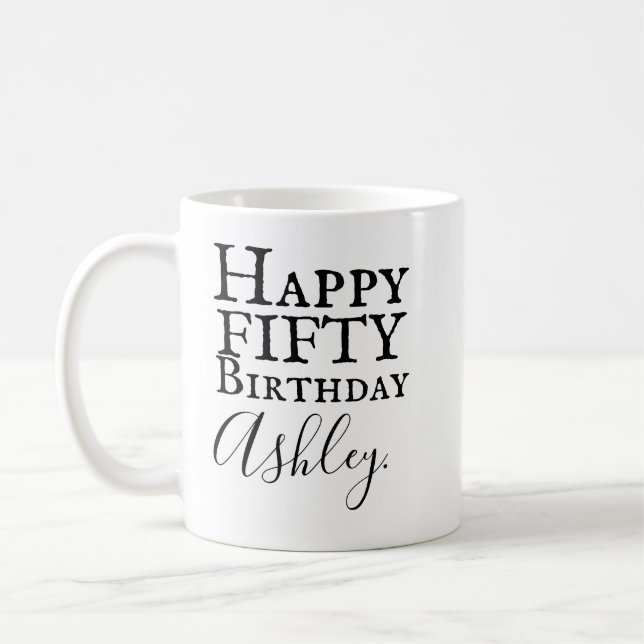 Personalized 50th birthday mug (Left)