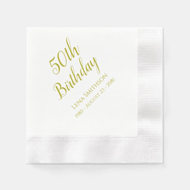 Personalized 50th Birthday Napkins Custom (Front)