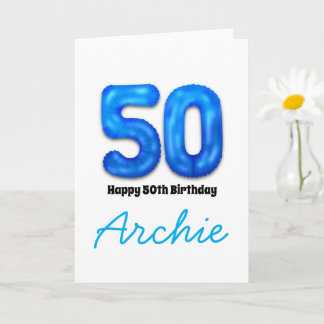 Personalized 50th Birthday Number Balloon Card