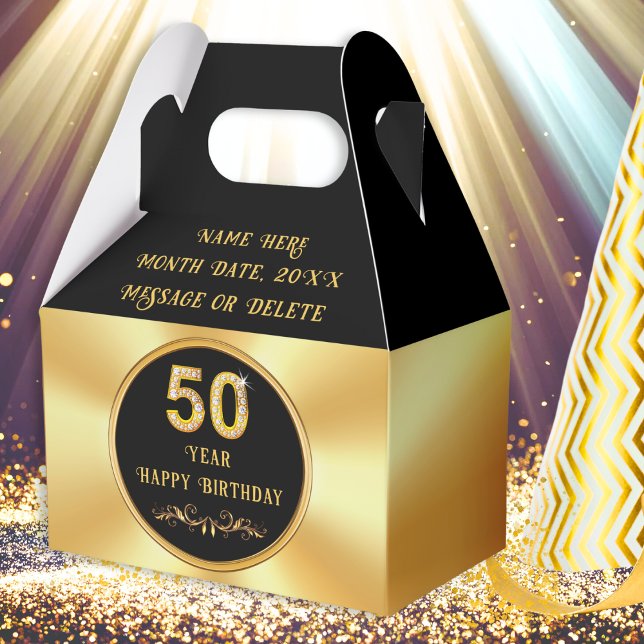 Personalized 50th Birthday Party Favors, Birthday Favor Box (50th birthday party bags. 50th Birthday Party Favors. 50th birthday table decor. 50th birthday ideas)