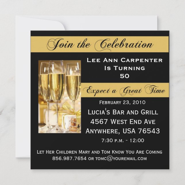 Personalized 50th Birthday Party Invitation (Front)