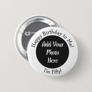 Personalized 50th Birthday Photo Button