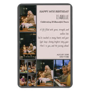 Personalized 50th Birthday Photo Collage Flexible Magnet
