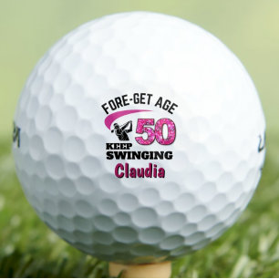 Personalized 50th Birthday – Pink Fore-get Age 50 Golf Balls