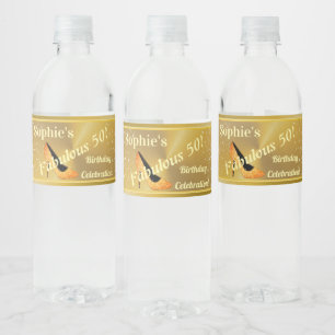Personalized 50th Birthday Water Bottle Label